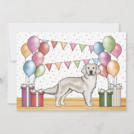 Creamfärgad Golden Retriever Hund Färgglad Födelse Inbjudningar