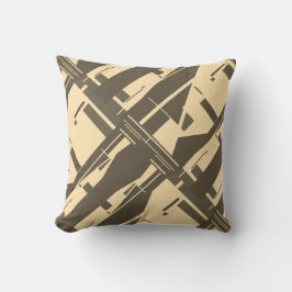 Creamy Beige Mörk Brown Diagonal Abstract Design Kudde