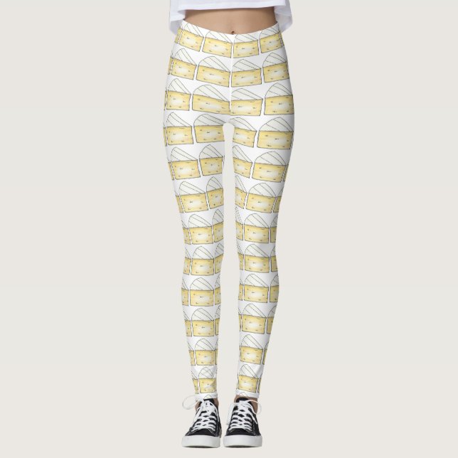 Creamy Brie Cheese Foodie Food Print Leggings (Framsida)