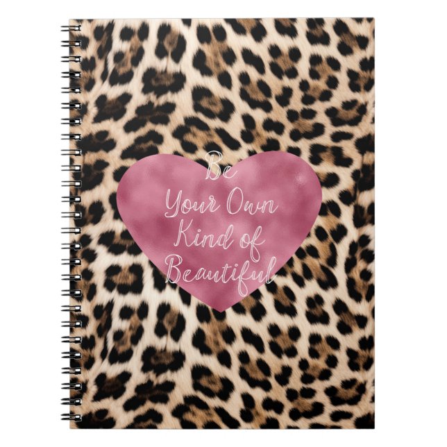 Creamy Brown Black Leopard Heart BeSnygg Anteckningsbok (Framsidan)