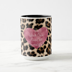 Creamy Brown Black Leopard Heart BeSnygg Mugg