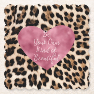 Creamy Brown Black Leopard Heart BeSnygg Underlägg Papper