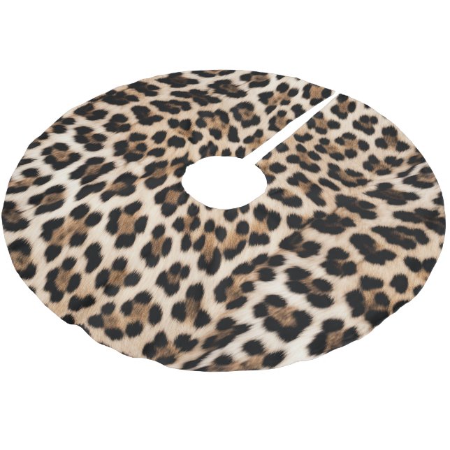 Creamy Brown Black Leopard Julgransmatta Borstad Polyester (Vinklad)
