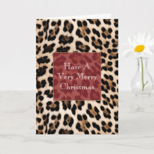 Creamy Brown Black Leopard Skriv ut Kort