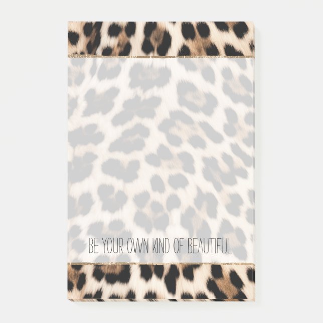 Creamy Brown Black Leopard Skriv ut Post-it Block (Framsida)