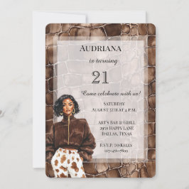 Creamy Brown Chocolate Brown Black Woman Birthday Inbjudningar