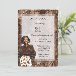 Creamy Brown Chocolate Brown Black Woman Birthday Inbjudningar