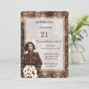 Creamy Brown Chocolate Brown Black Woman Birthday Inbjudningar