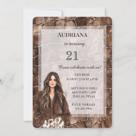 Creamy Brown Chocolate Brown Hair Girl Birthday Inbjudningar