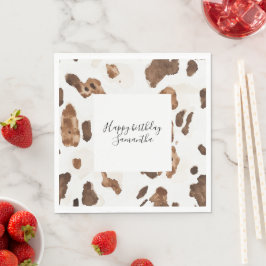 Creamy Brown Chocolate Cow Skriv ut Djurfödelsedag Pappersservett