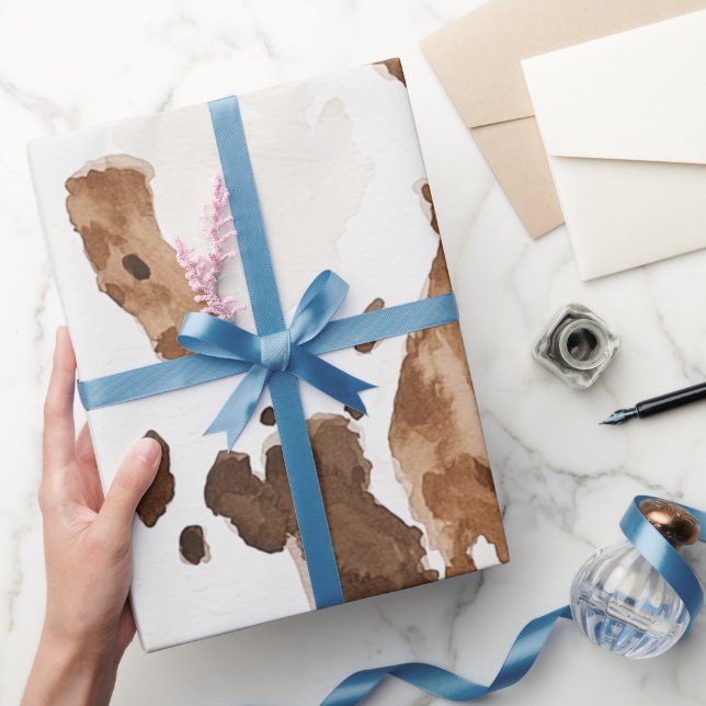 Creamy Brown Chocolate Cow Skriv ut Djurfödelsedag Presentpapper (Gifting)