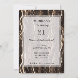 Creamy Brown Chocolate Guld Swirls Birthday Inbjudningar