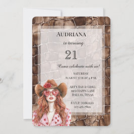 Creamy Brown Chocolate Red Hair Girl Birthday Inbjudningar