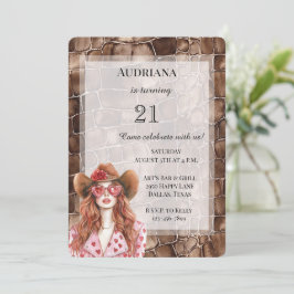 Creamy Brown Chocolate Red Hair Girl Birthday Inbjudningar