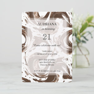 Creamy Brown Chocolate Swirls Birthday Inbjudningar