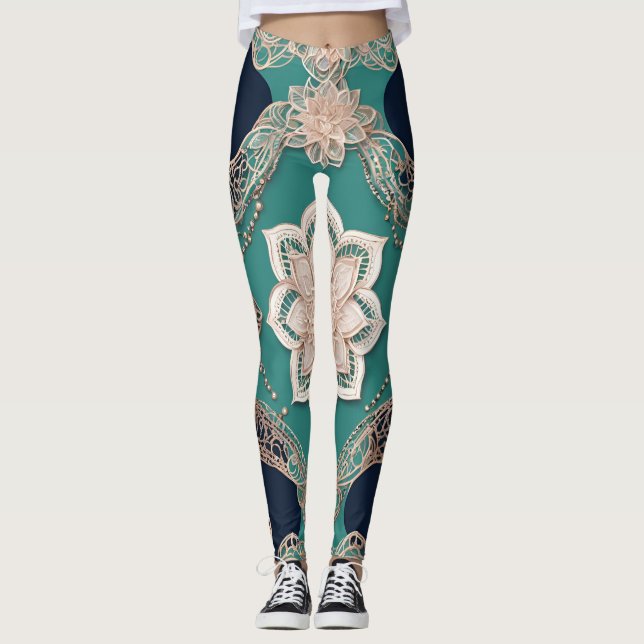 Creamy Emerald AI art Leggings (Framsida)