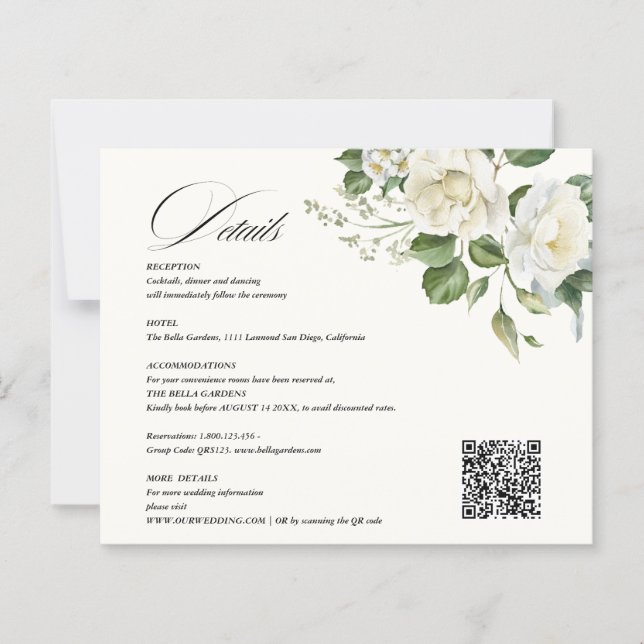 Creamy Floral Eucalyptus QR code Details Wedding (Framsida)
