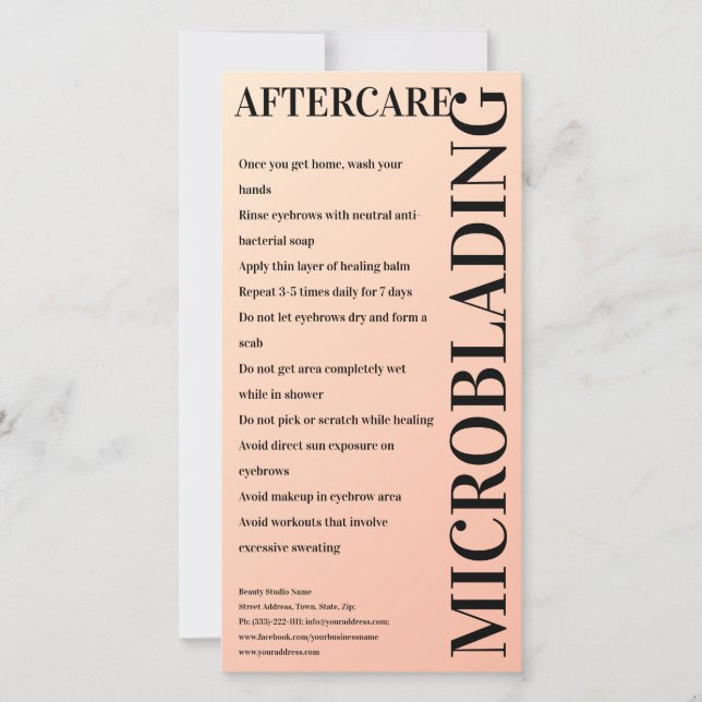 Creamy Glam Mikroblading Aftercare Tack Kort (Framsida)