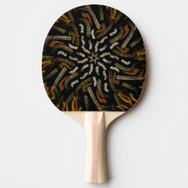 Creamy Golden Yellows Raked Pattern On Black Pingisracket