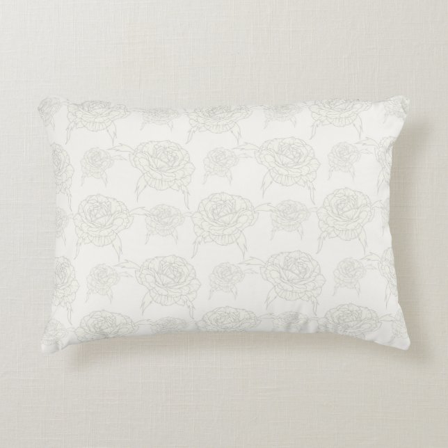 Creamy Gul ros Hand plockade på Creamy White Prydnadskudde (Framsidan)