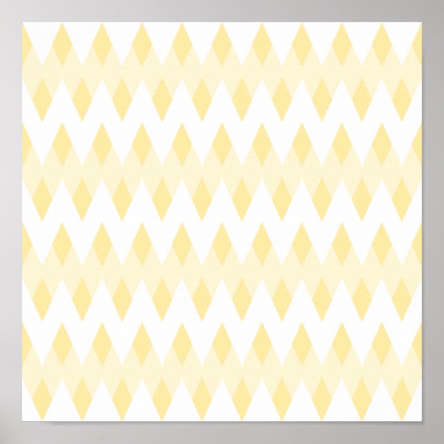 Creamy Gult Zigzag Mönster med diamantformer. Poster (Framsidan)