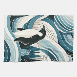 Creamy Himlar Blue Penguin i isvintern Kökshandduk