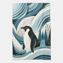 Creamy Himlar Blue Penguin i isvintern Kökshandduk
