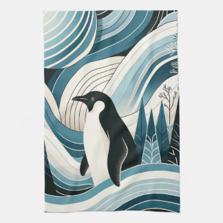Creamy Himlar Blue Penguin i isvintern Kökshandduk