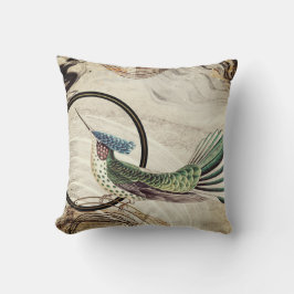 Creamy Ivory Artistic Abstrakt Hummingbird Design Kudde