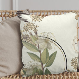 Creamy Ivory Artistic Botanical Blommigt Design Kudde