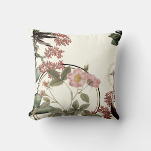 Creamy Ivory Artistic Botanical Blommigt Print Kudde