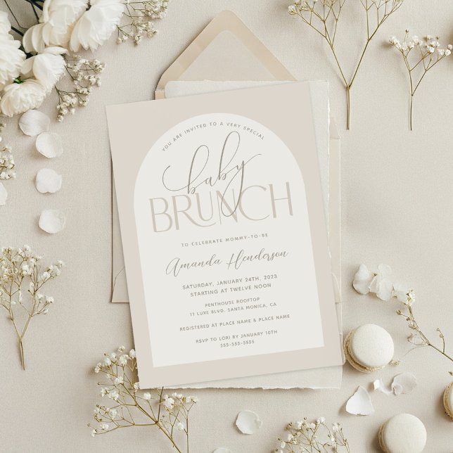 Creamy Neutralt Baby Brunch Baby Shower Inbjudningar (Creamy Neutral Baby Brunch Invitation)