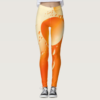 Creamy Orange Färg Circular Abstract Design Leggings