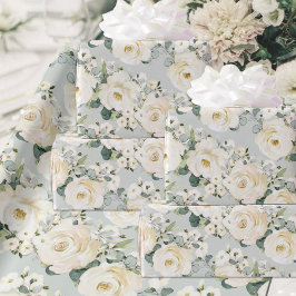 Creamy Peony & Silver Sage Eucalyptus Greenery Presentpapper