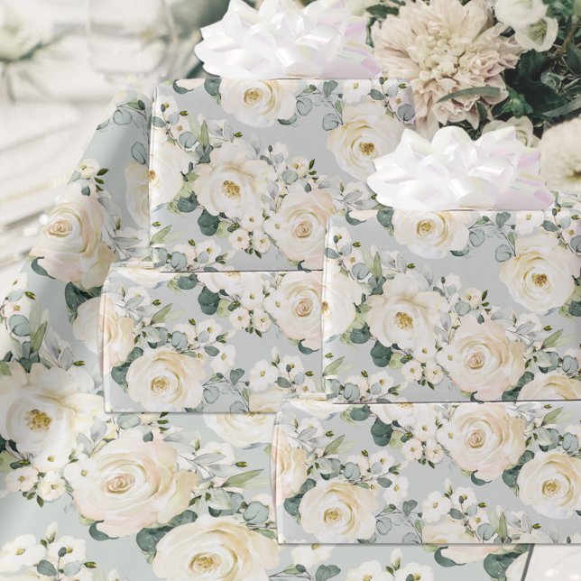Creamy Peony & Silver Sage Eucalyptus Greenery Presentpapper (Skapare uppladdad)
