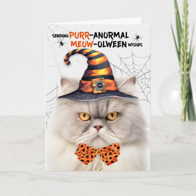 Creamy Persian Cat PURRanormal MEOWolween Helgkort (Framsida)