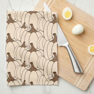 Creamy Pumpkin Patch Mönster Fall Kitchen Towel Kökshandduk