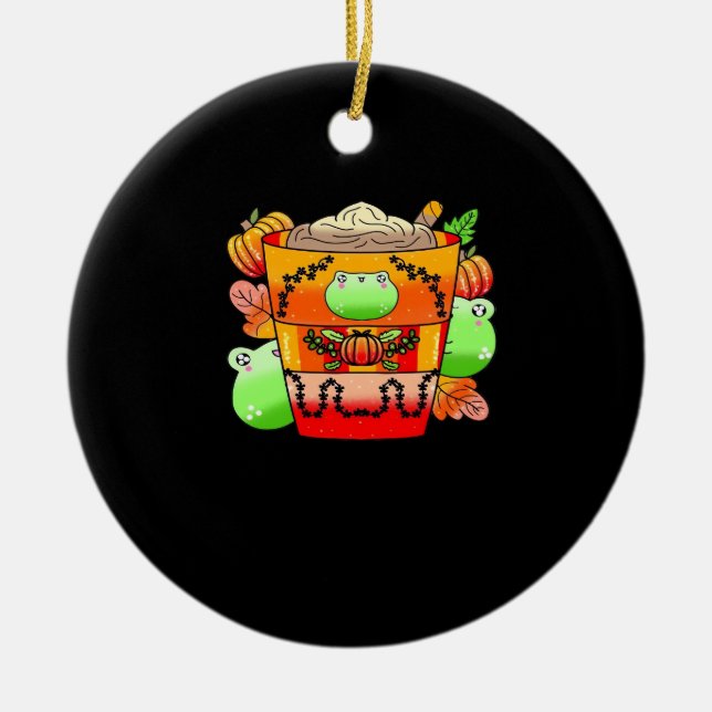 Creamy Pumpkin Spice Latte Season Julgransprydnad Keramik (Framsidan)