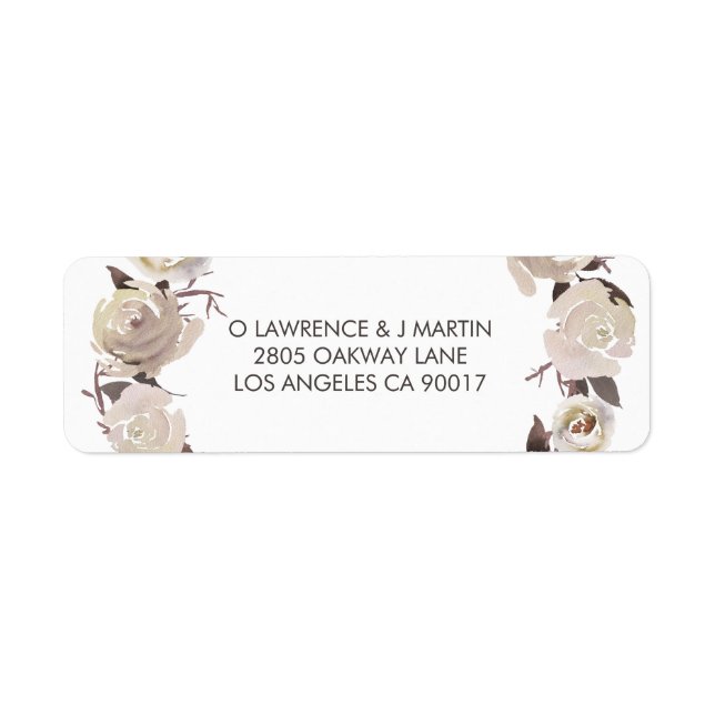Creamy Ro Blommigt Returadress Etikett (Framsidan)