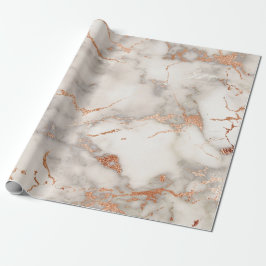 Creamy Ro Coral  Silver Grått Marble Stone Presentpapper