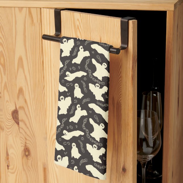 Creamy Spöken - Halloween mönster. Kökshandduk (Thirds Fold)