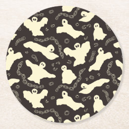 Creamy Spöken - Halloween mönster. Underlägg Papper Rund