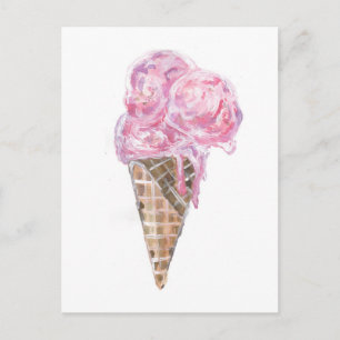 Creamy Strawberry Ice Cream Vykort
