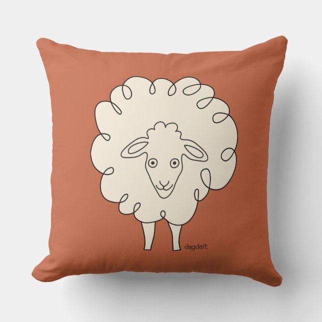 Creamy Whimsical Sheep Dekorativ kudde (Framsida)