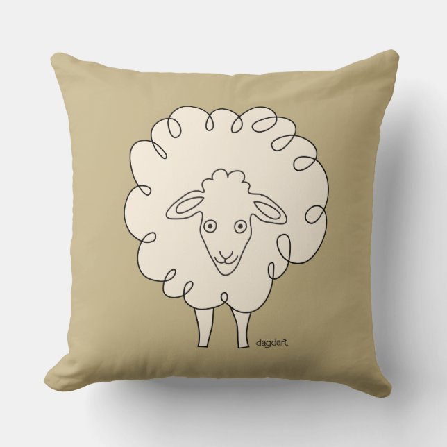 Creamy Whimsical Sheep Dekorativ kudde (Framsida)