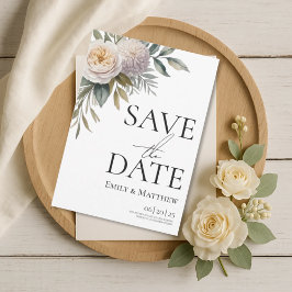 Creamy White And Lilac Floral Save The Date Spara Datumet