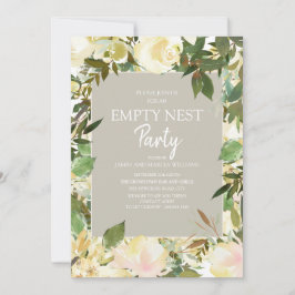Creamy White Blommigt Sage Grönt Tom Nest Party Inbjudningar