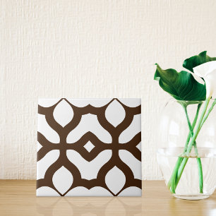 Creamy White och Brown Moroccan Boho Chic Mönster Kakelplatta