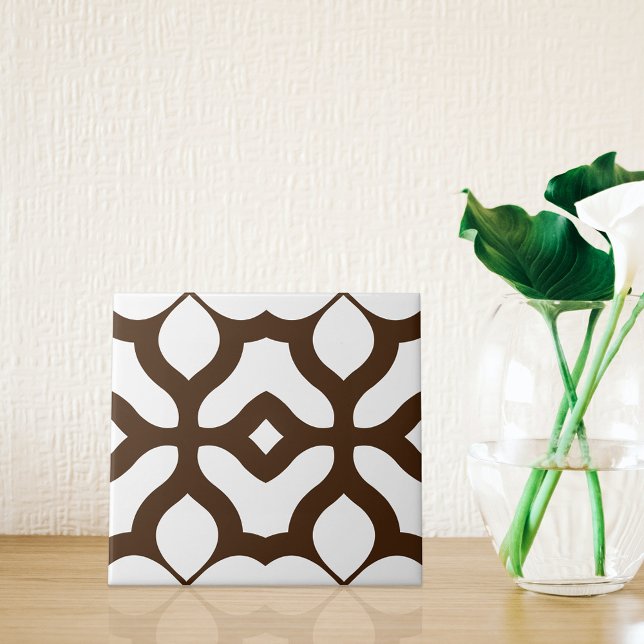 Creamy White och Brown Moroccan Boho Chic Mönster Kakelplatta (Skapare uppladdad)