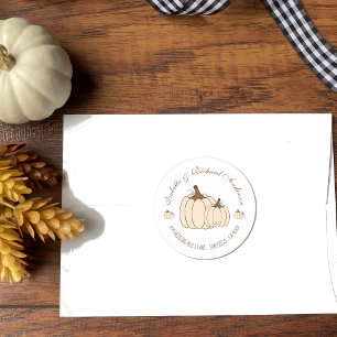 Creamy White Pumpkins Fall Wedding Kuvert Seal Runt Klistermärke